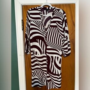 Banana Republic Burgundy and White Midi Dress